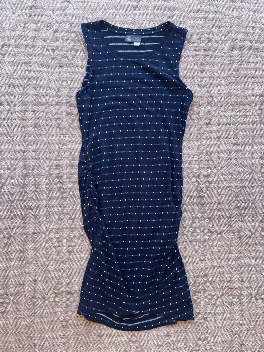 Anthropologie Saturday Sunday Navy Polka Dot Sleeveless Cotton Midi Dress Large